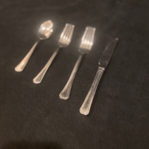 Dinner Knife, fork, salad fork and teaspoon - Diamond pattern - Flatware