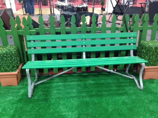 5' Park Bench - Metal frame with green wood seat