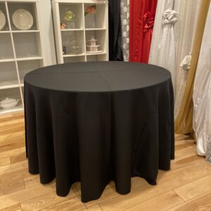 108" round black linen tablecloth