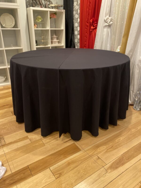 120" Round Black Linen